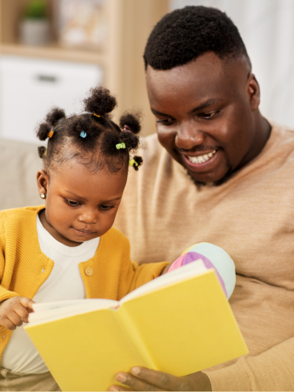 Father and toddler bonding through early reading routines for preschoolers