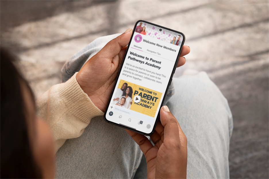 A parent using the Parent Pathways Academy app to learn how parents can support elementary math at home.